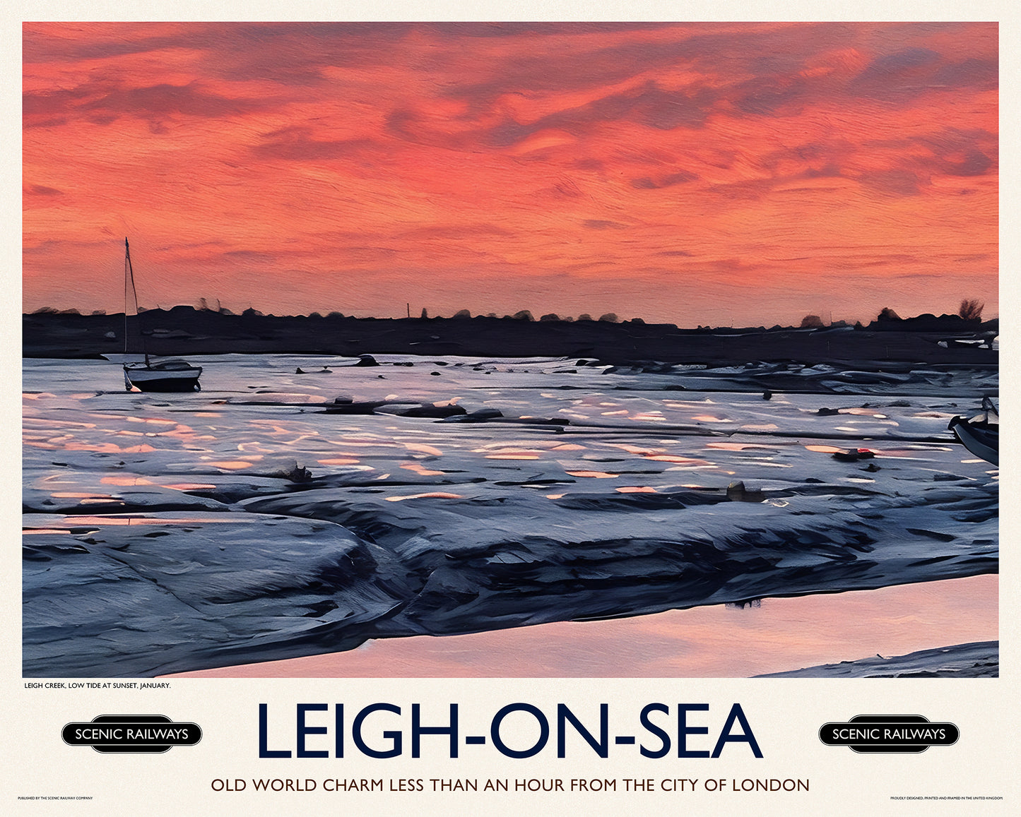Vintage travel poster- Leigh-on-Sea, Essex - Scenic Railways