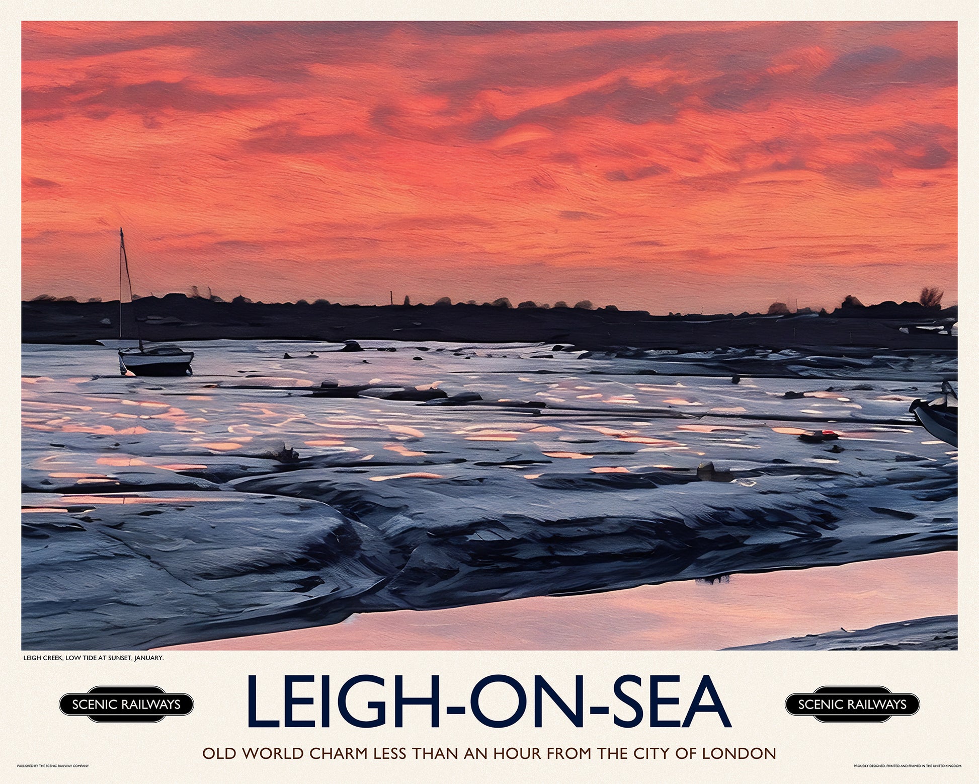 Vintage travel poster- Leigh-on-Sea, Essex - Scenic Railways