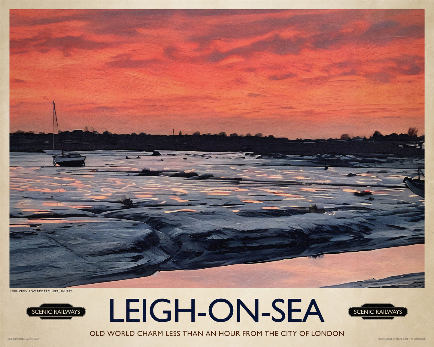 Vintage travel poster- Leigh-on-Sea, Essex - Scenic Railways