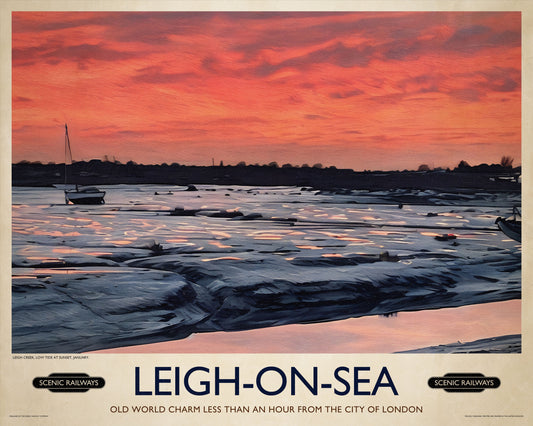Vintage travel poster- Leigh-on-Sea, Essex - Scenic Railways