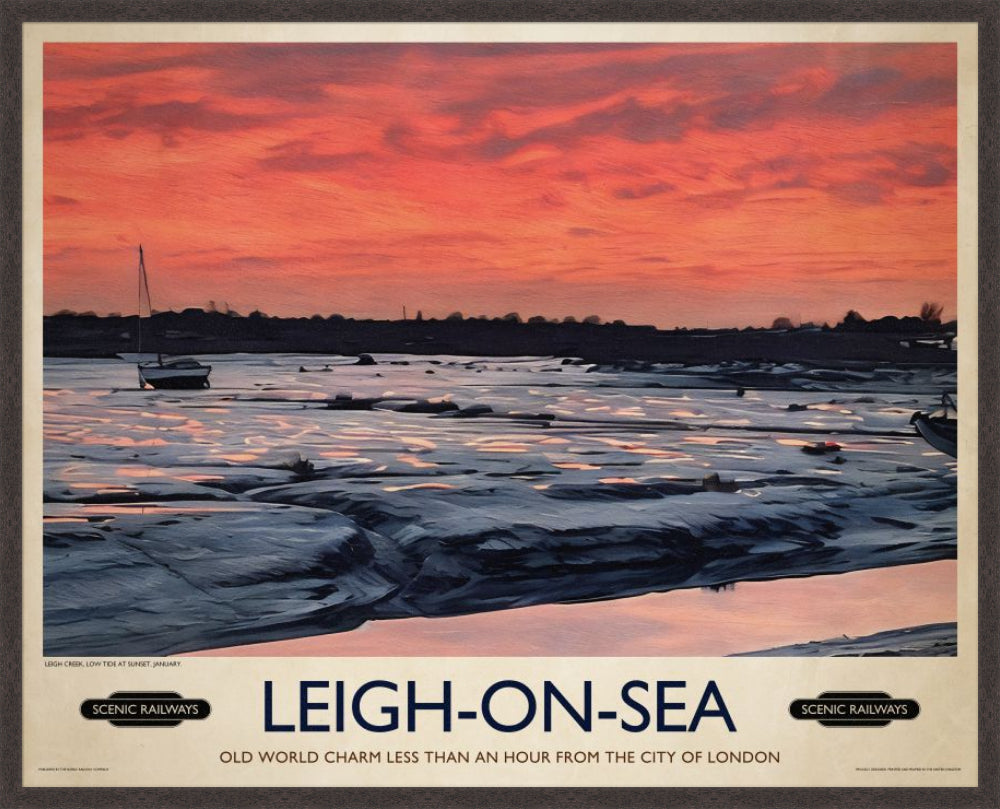 Leigh-on-Sea, Essex vintage railway travel print – framed British landscape wall art