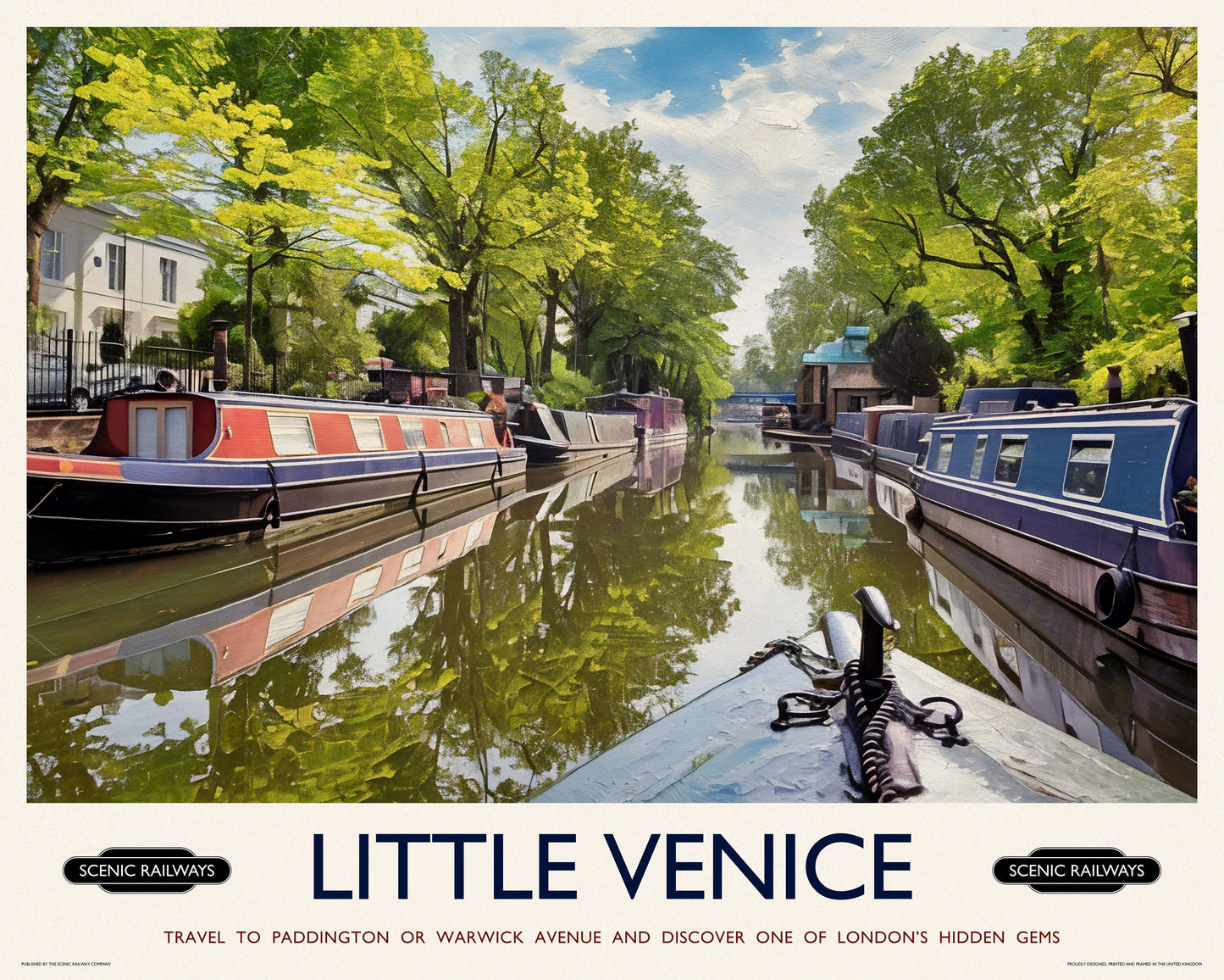 Vintage travel poster- Little Venice, London - Scenic Railways