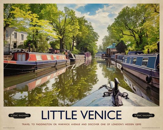 Vintage travel poster- Little Venice, London - Scenic Railways
