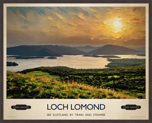 Loch Lomond, Scotland vintage railway travel print – framed British landscape wall art