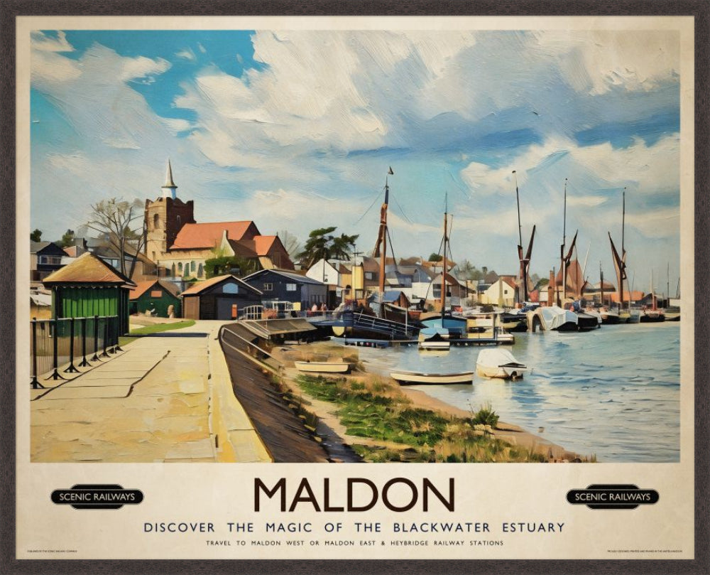 Maldon, Essex vintage railway travel print – framed British landscape wall art