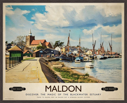 Maldon, Essex vintage railway travel print – framed British landscape wall art