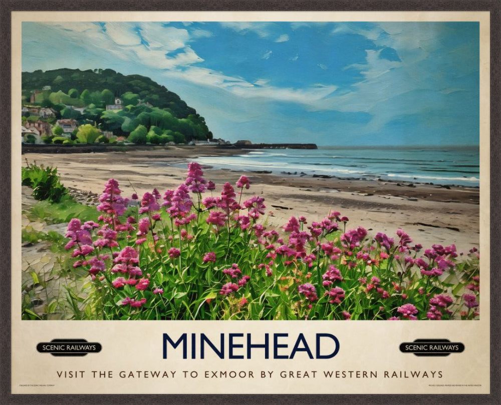 Minehead, Somerset vintage railway travel print – framed British landscape wall art