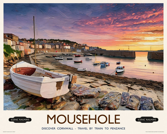 Vintage travel poster- Mousehole, Cornwall - Scenic Railways