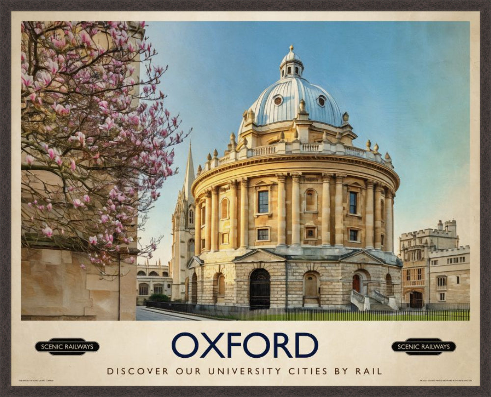 Oxford, The Radcliffe Camera in Spring vintage railway travel print – framed British landscape wall art