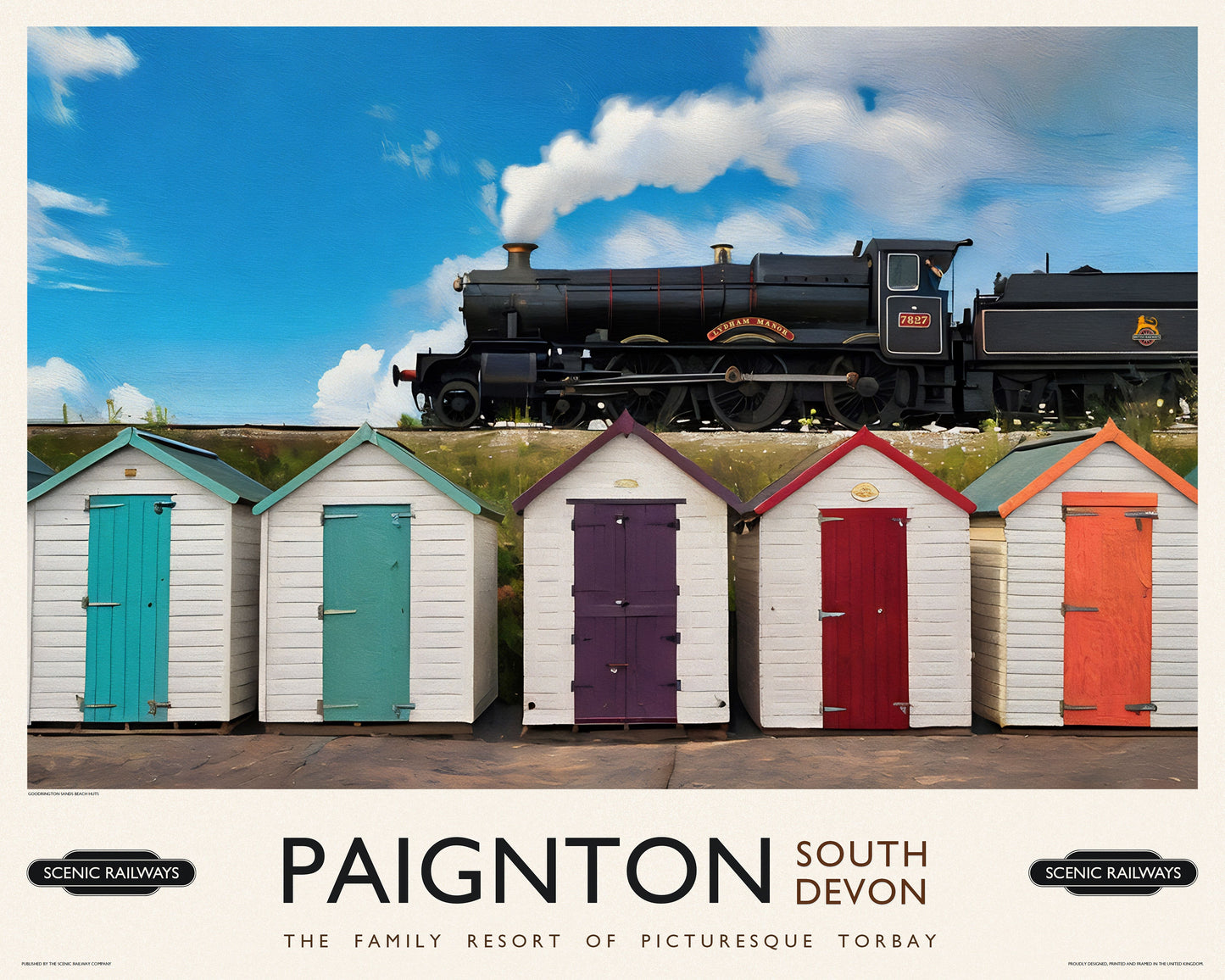 Paignton, Devon vintage railway travel print – framed British landscape wall art