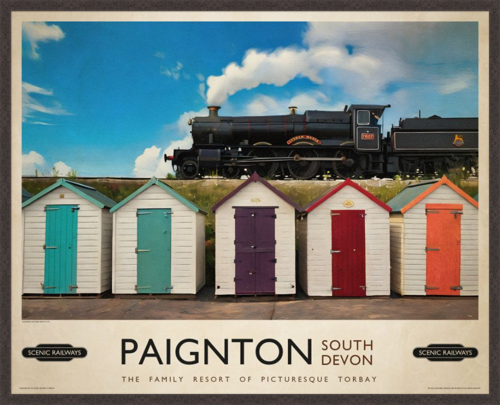 Paignton, Devon vintage railway travel print – framed British landscape wall art