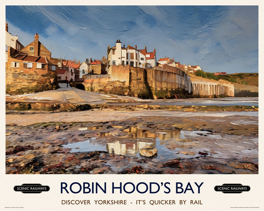 Vintage travel poster- Robin Hood's Bay, Yorkshire - Scenic Railways