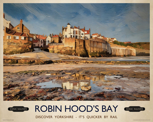 Vintage travel poster- Robin Hood's Bay, Yorkshire - Scenic Railways