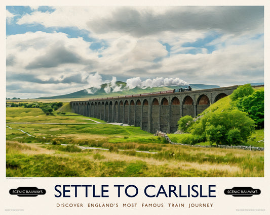 Vintage travel poster- Settle To Carlise, The Ribblehead Viaduct - Scenic Railways