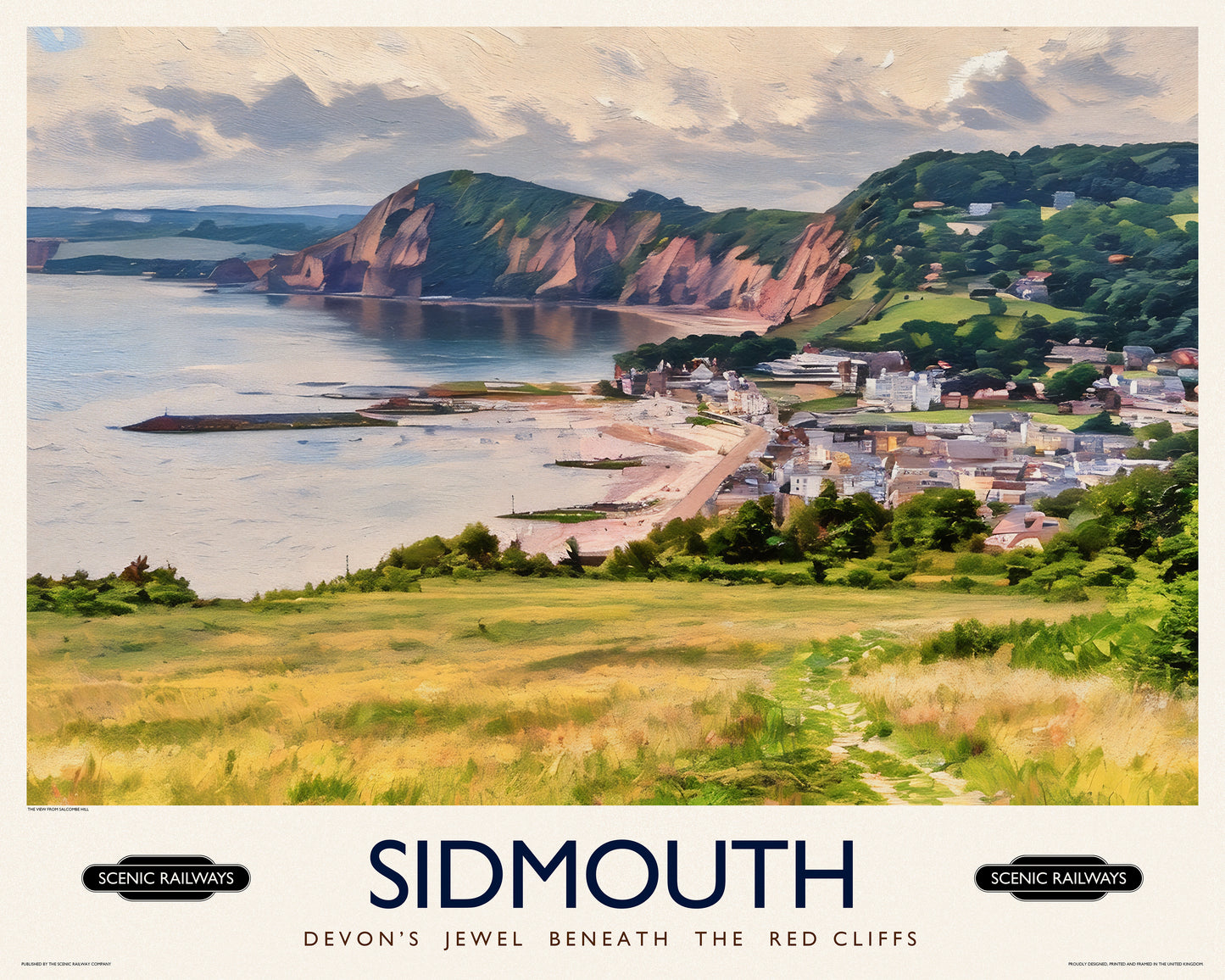 Vintage travel poster- Sidmouth, Devon - Scenic Railways