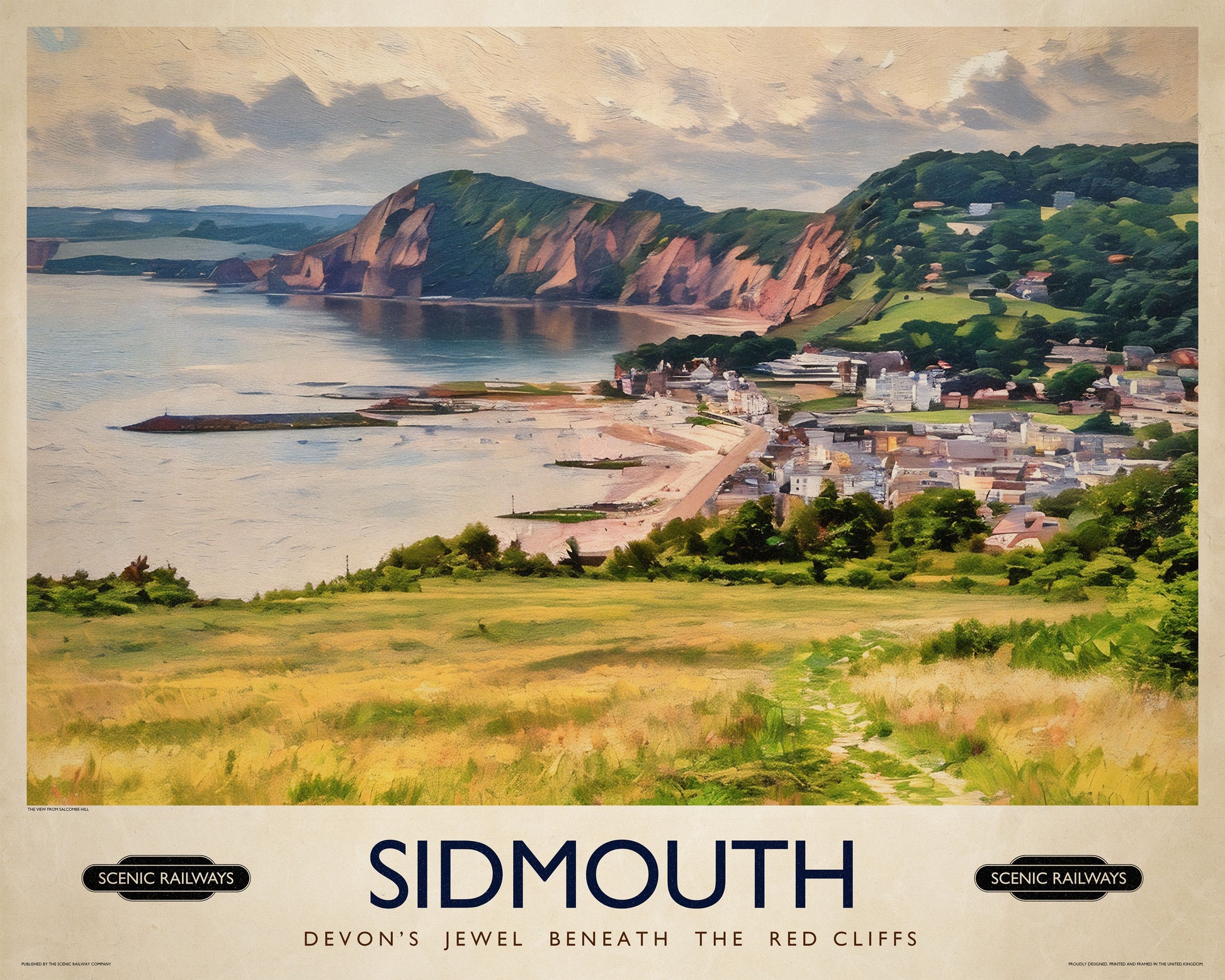 Vintage travel poster- Sidmouth, Devon - Scenic Railways