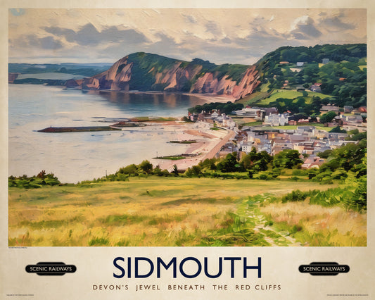 Vintage travel poster- Sidmouth, Devon - Scenic Railways