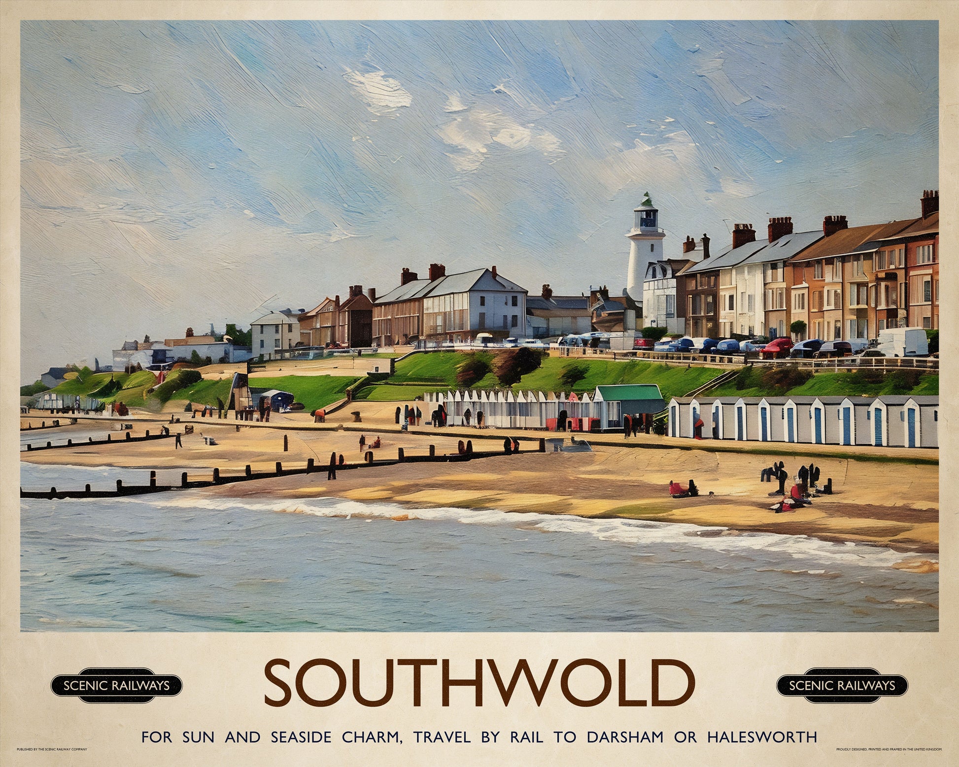 Vintage travel poster- Southwold, East Suffolk - Scenic Railways