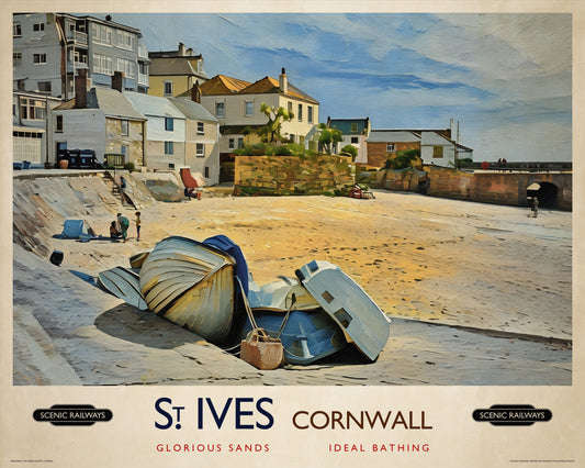 Vintage travel poster- St. Ives, Cornwall - Scenic Railways