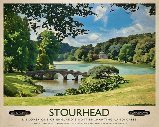 Vintage travel poster- Stourhead, Wiltshire - Scenic Railways