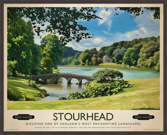 Stourhead, Wiltshire vintage railway travel print – framed British landscape wall art