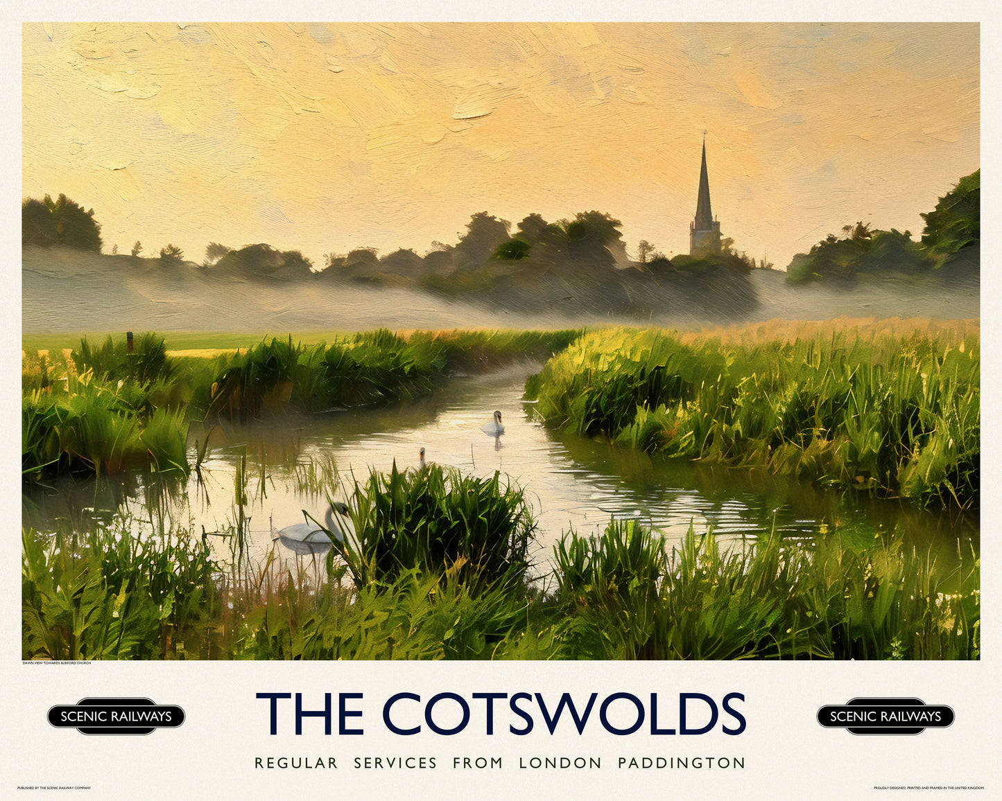 Vintage travel poster- The Cotswolds - Scenic Railways