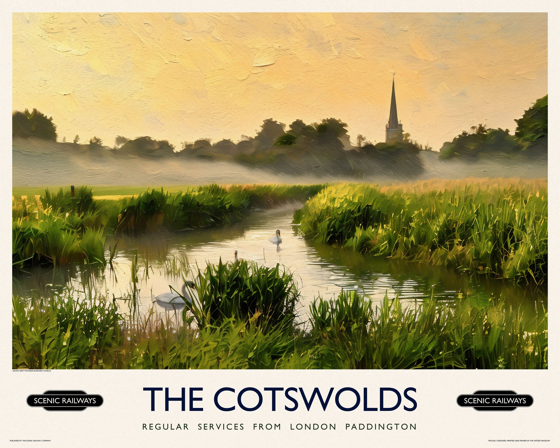 Vintage travel poster- The Cotswolds - Scenic Railways