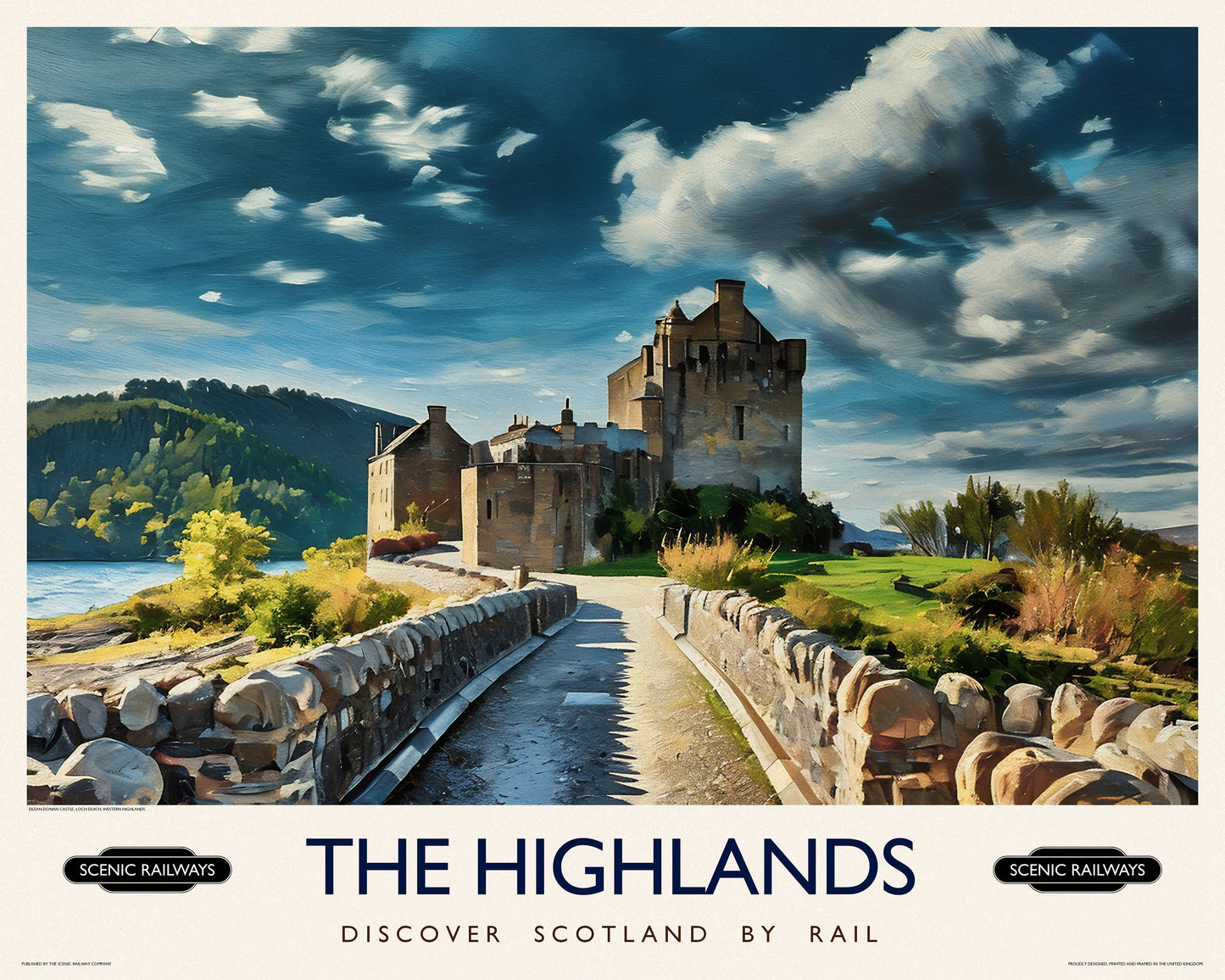 Vintage travel poster- The Highlands, Scotland - Scenic Railways