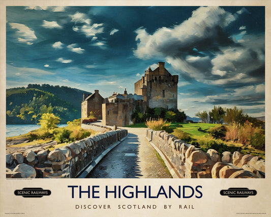 Vintage travel poster- The Highlands, Scotland - Scenic Railways
