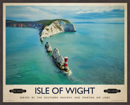 Isle of Wight, The Needles vintage railway travel print – framed British landscape wall art