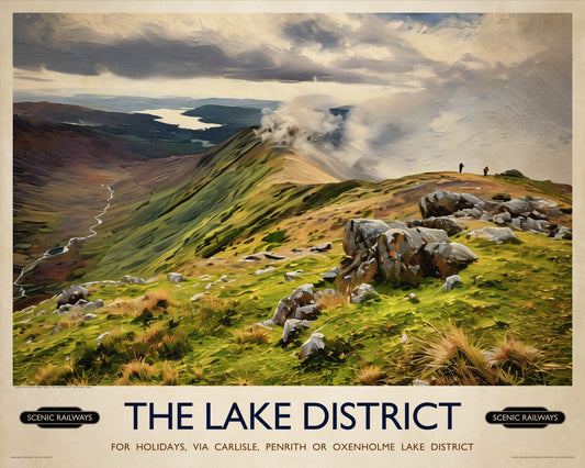 Vintage travel poster- The Lake District, Cumbria - Scenic Railways