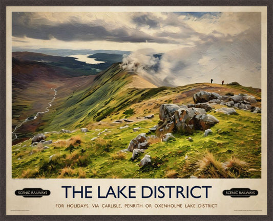The Lake District, Cumbria vintage railway travel print – framed British landscape wall art