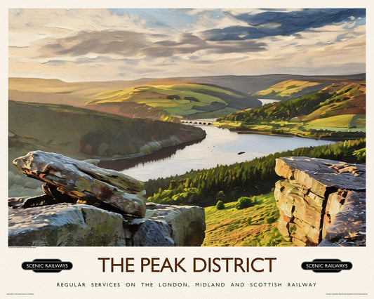 Vintage travel poster- The Peak District, Derbyshire - Scenic Railways