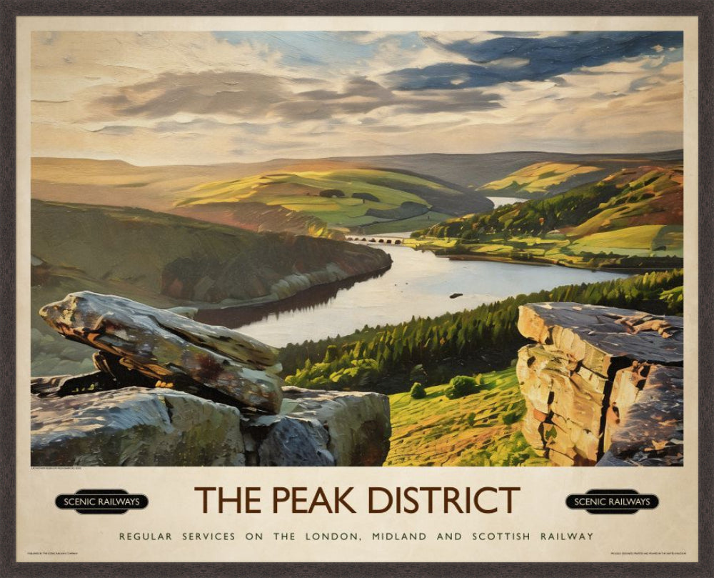 The Peak District, Derbyshire vintage railway travel print – framed British landscape wall art