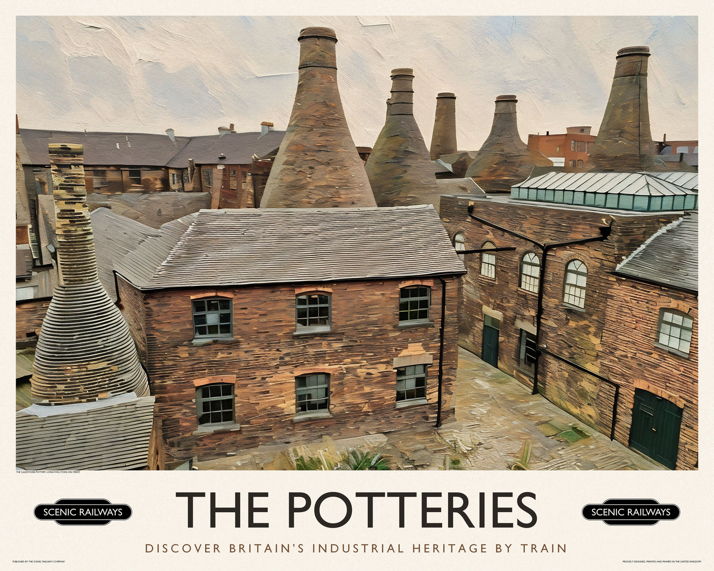 Vintage travel poster- The Potteries, Staffordshire - Scenic Railways