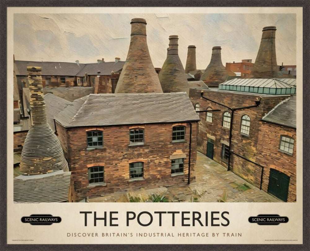 The Potteries, Staffordshire vintage railway travel print – framed British landscape wall art