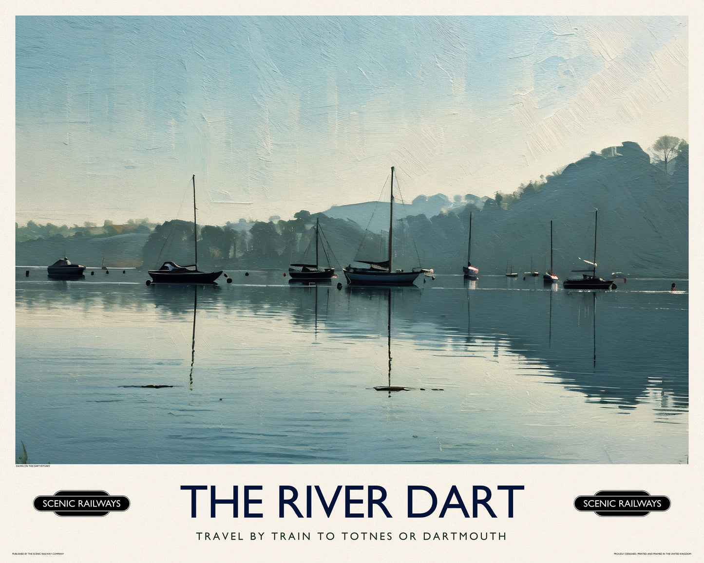 Vintage travel poster- The River Dart, Devon - Scenic Railways