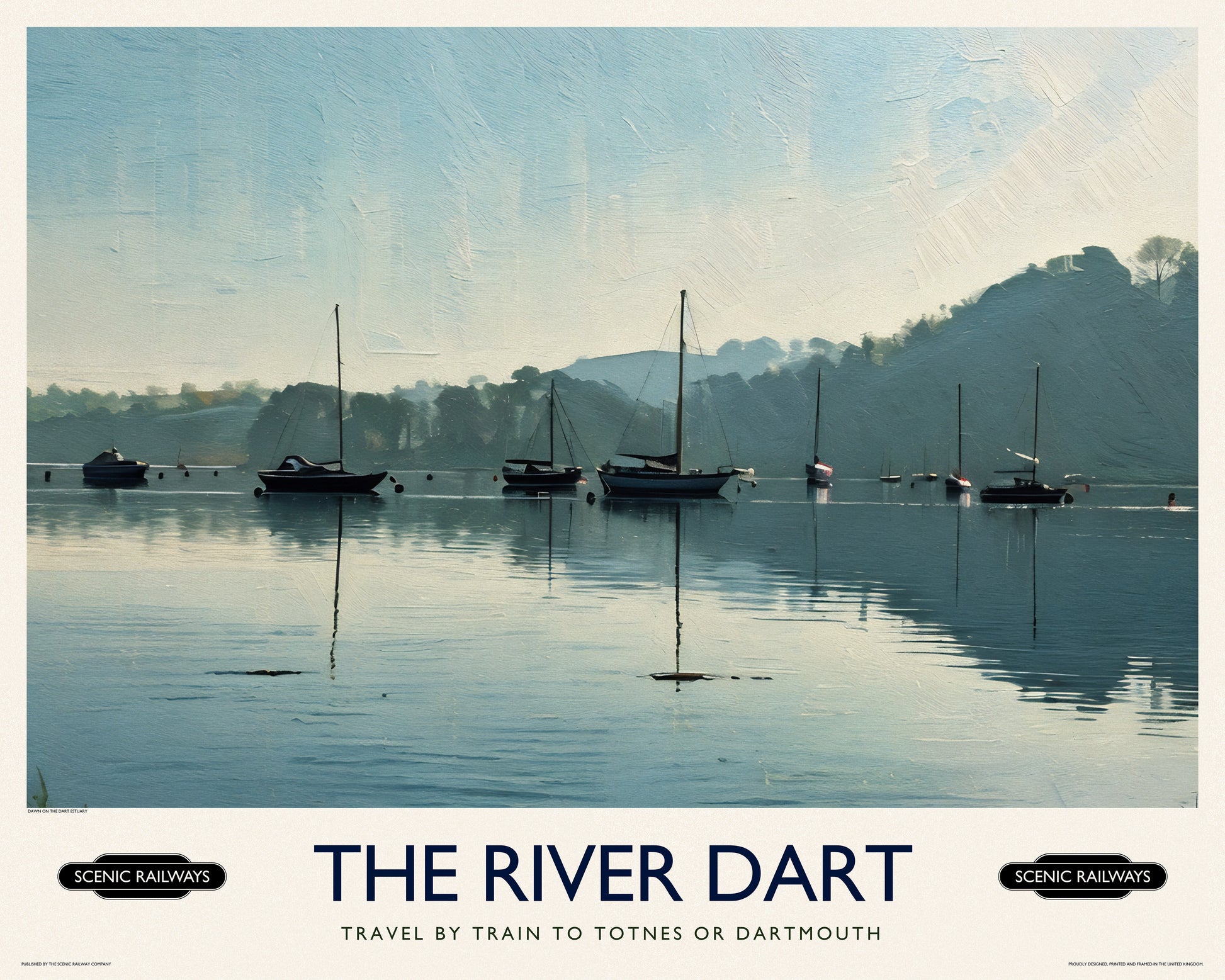 Vintage travel poster- The River Dart, Devon - Scenic Railways