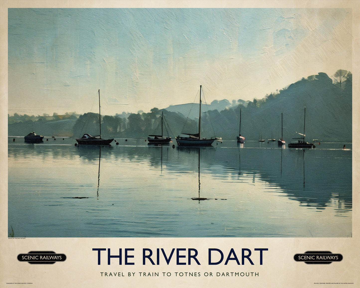 Vintage travel poster- The River Dart, Devon - Scenic Railways