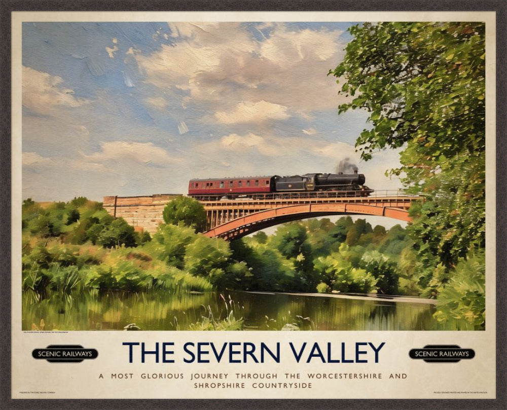 The Severn Valley, The Victoria Bridge vintage railway travel print – framed British landscape wall art