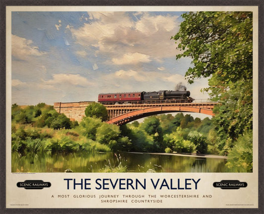 The Severn Valley, The Victoria Bridge vintage railway travel print – framed British landscape wall art