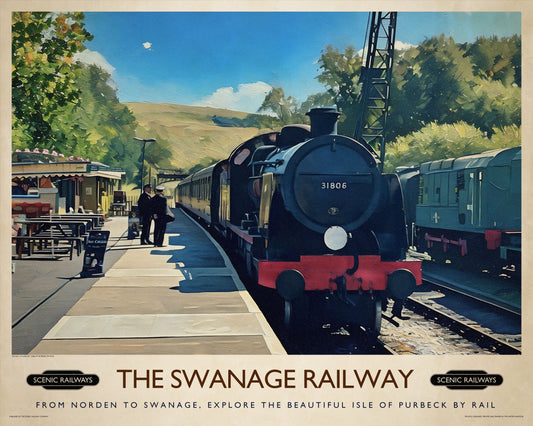 Vintage travel poster- The Swanage Railway - Scenic Railways