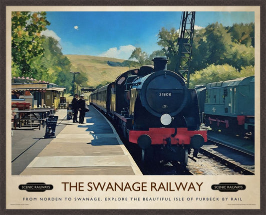The Swanage Railway vintage railway travel print – framed British landscape wall art