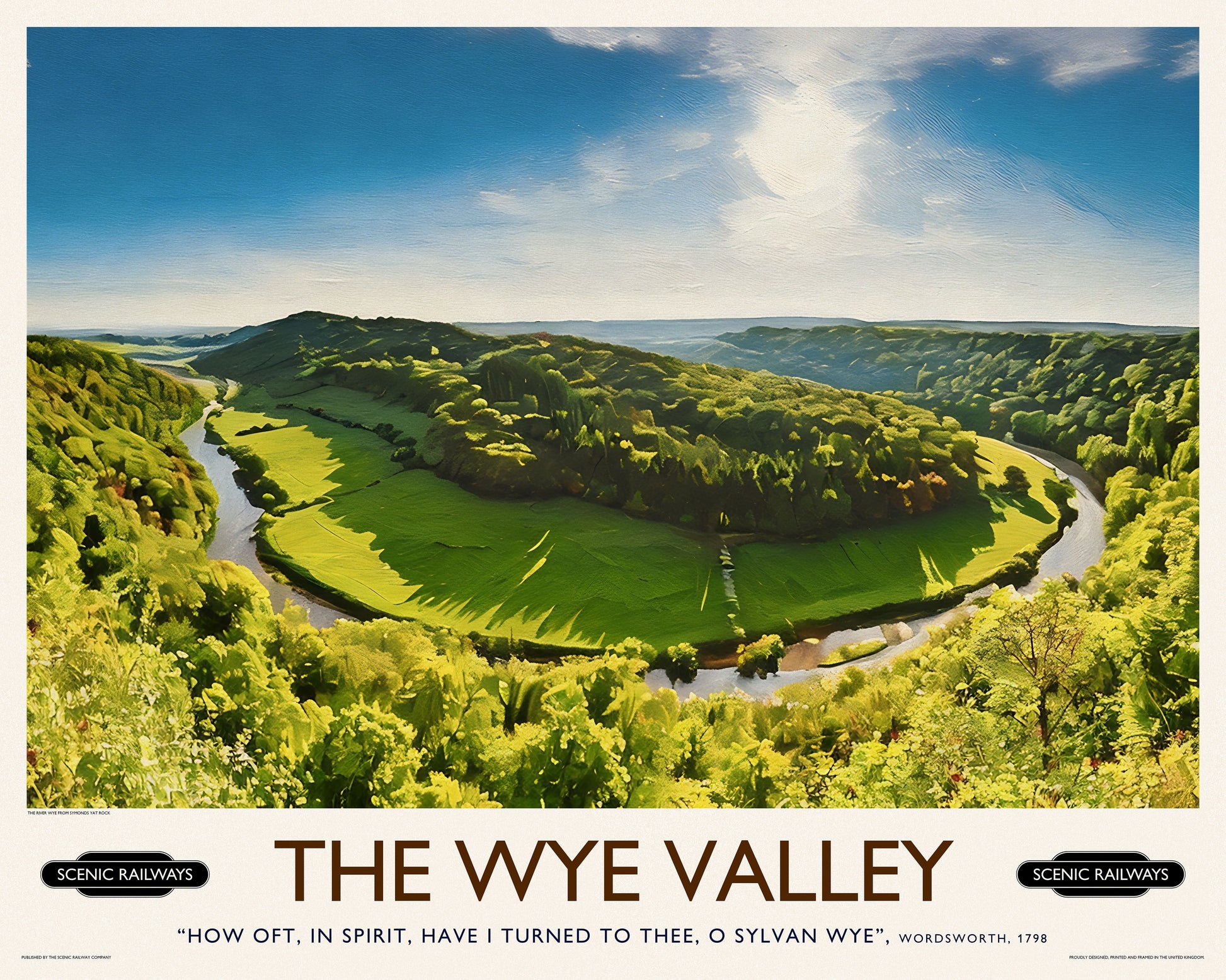 Vintage travel poster- The Wye Valley, Herefordshire - Scenic Railways