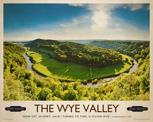 Vintage travel poster- The Wye Valley, Herefordshire - Scenic Railways