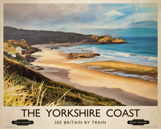 Vintage travel poster- The Yorkshire Coast - Scenic Railways