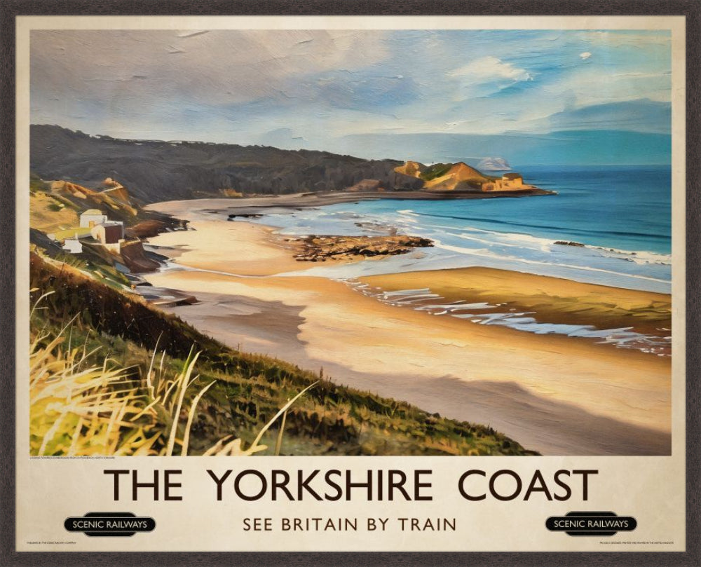 The Yorkshire Coast vintage railway travel print – framed British landscape wall art