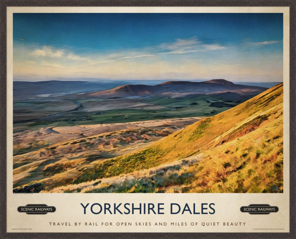 The Yorkshire Dales vintage railway travel print – framed British landscape wall art