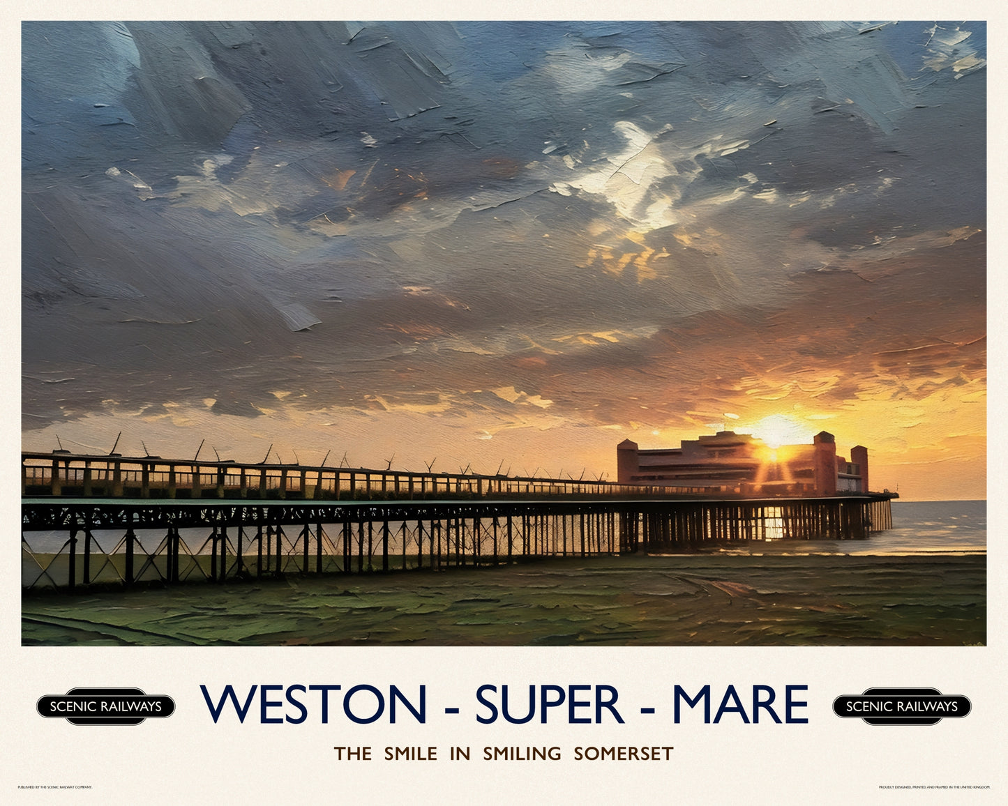 Vintage travel poster- Weston-super-Mare, Somerset - Scenic Railways
