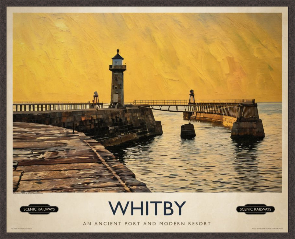 Whitby, Yorkshire vintage railway travel print – framed British landscape wall art